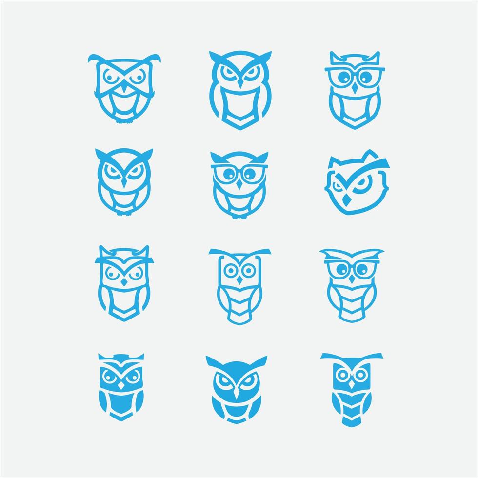 set of collection Owl, Mono Line Logo Designs, Vector Illustration