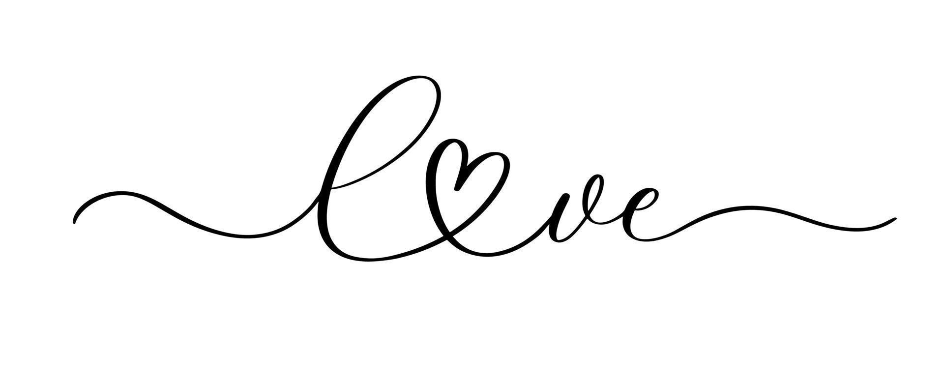 Love. Continuous line script cursive calligraphy text inscription for poster, card, banner valentine day, wedding, t shirt. vector