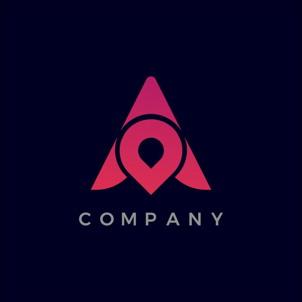 Letter A Pin Location Logo design vector