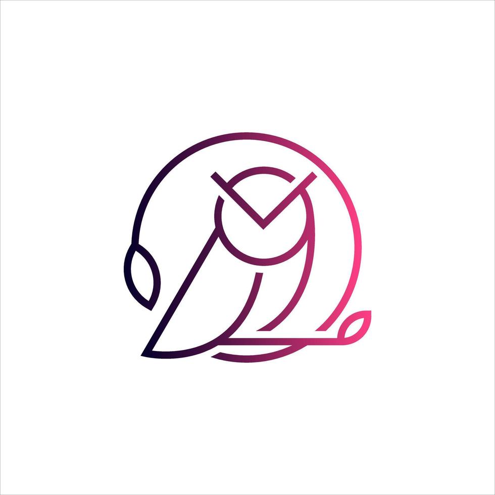 Modern owl line logo illustration design vector