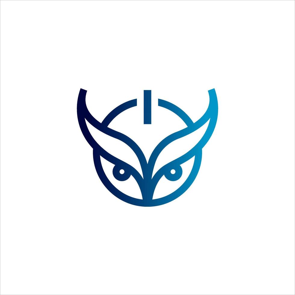 Power owl tech logo illustration design vector