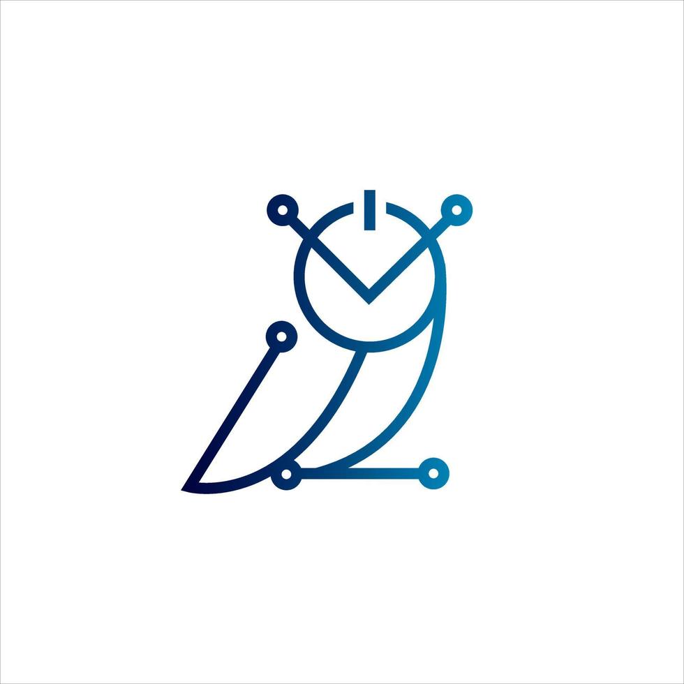 Cyber owl tech logo illustration design vector