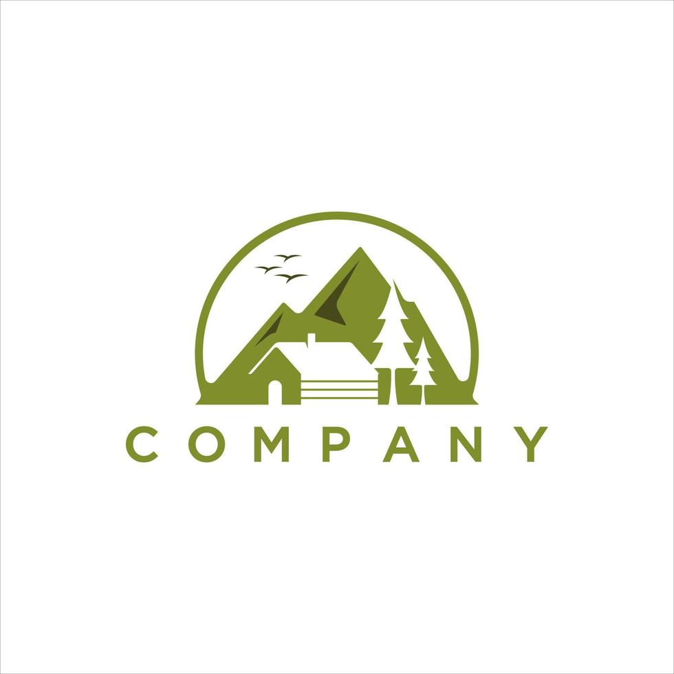 Modern cabins and pines logo illustration design vector