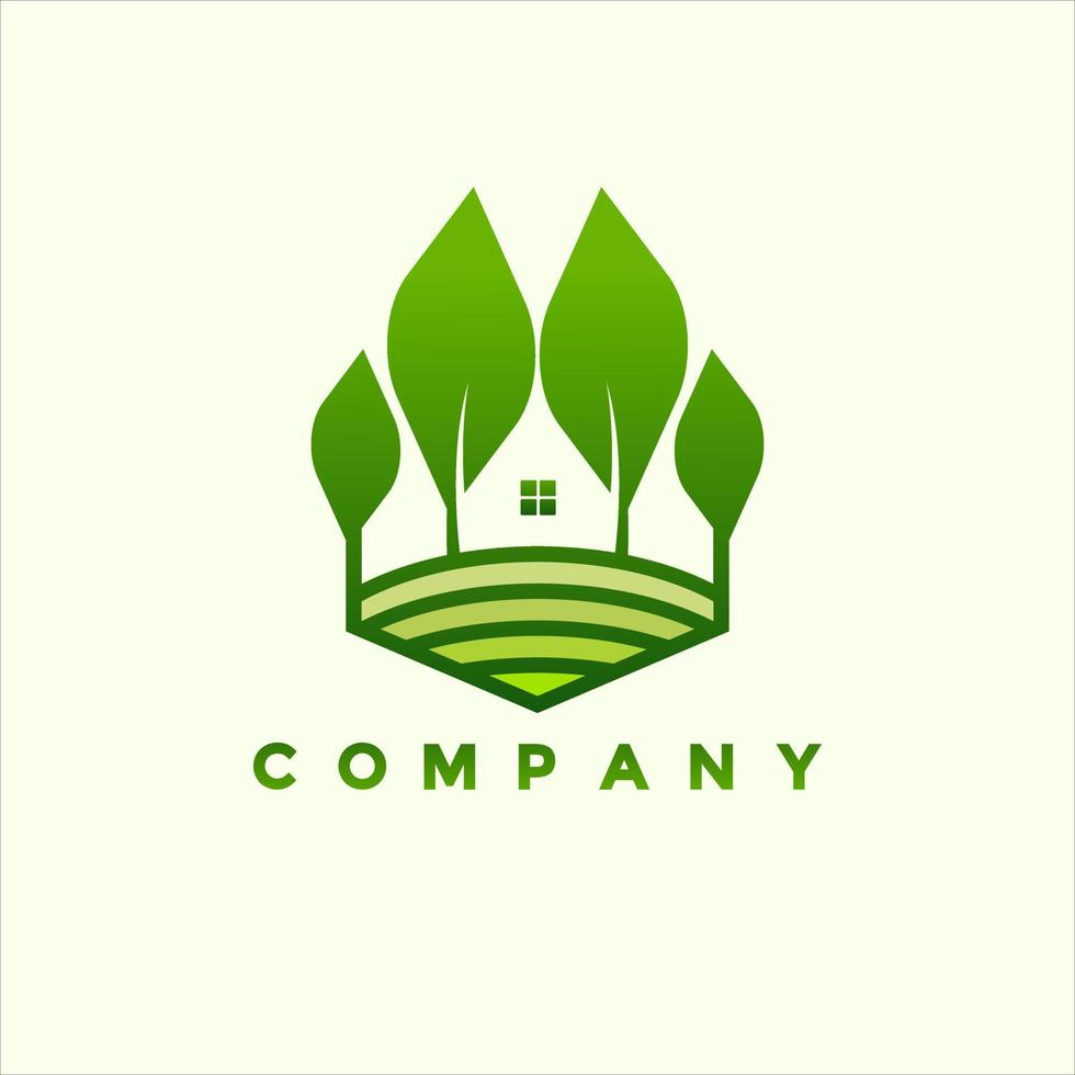 Modern nature farm logo illustration design vector