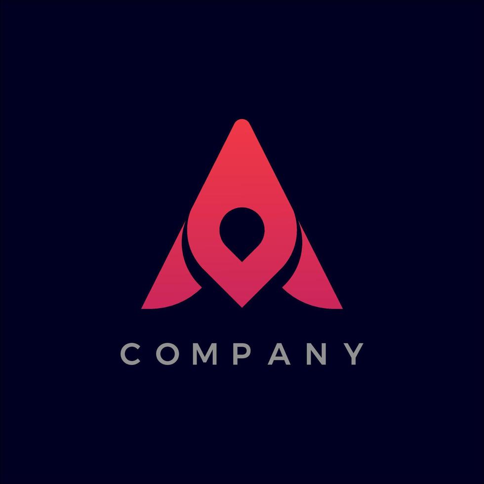 Letter A Pin Location Logo design vector