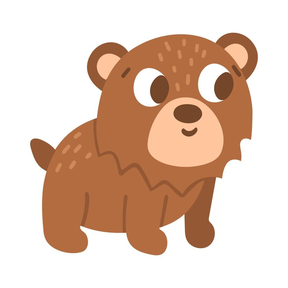 Vector cartoon bear. Funny woodland animal icon. Cute forest illustration for kids isolated on white background.