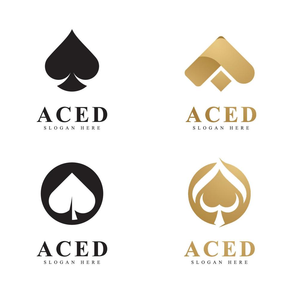 diseño de icono de logotipo ace para negocio de casino de juego de cartas vector