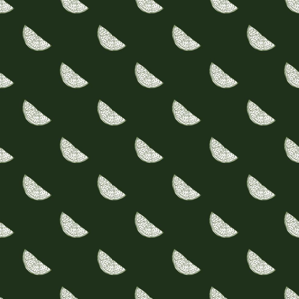 Seamless pattern engraved slice lemon. Vintage background piece lemon or lime in hand drawn style. vector