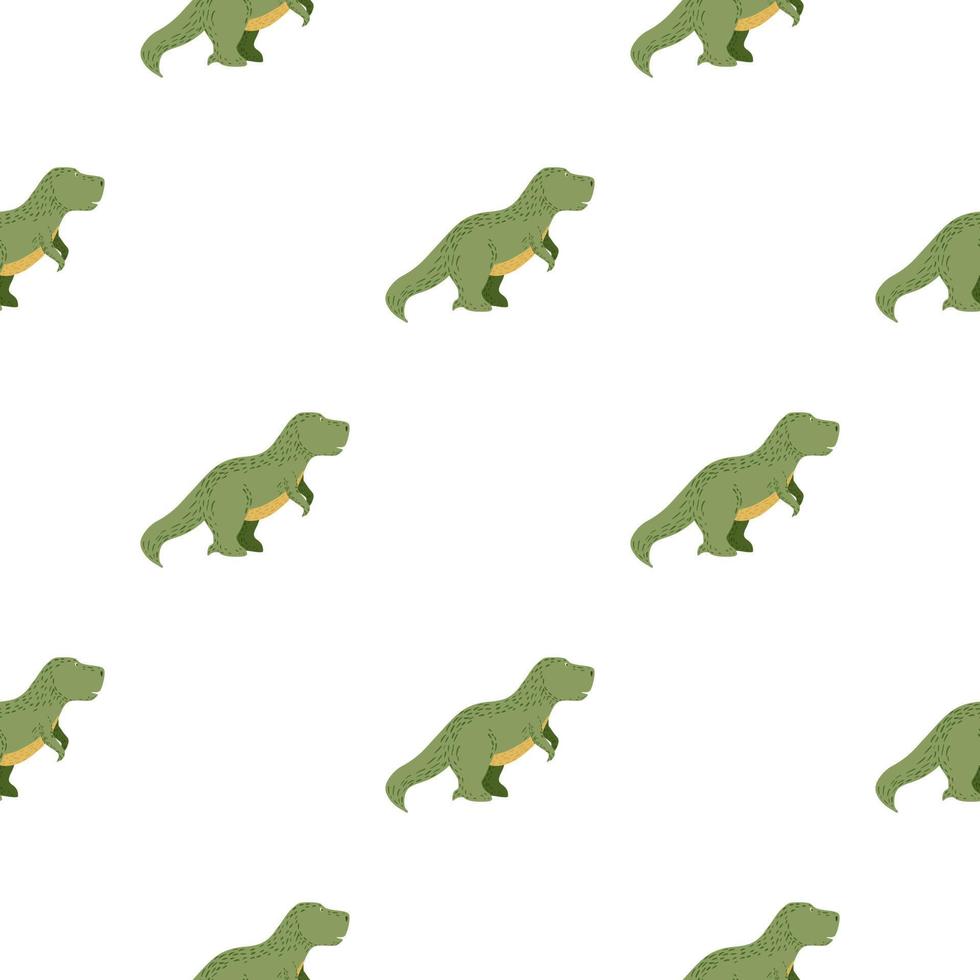 Seamless pattern cute T-Rex dino. Background of funny dinosaurs in doodle style. vector
