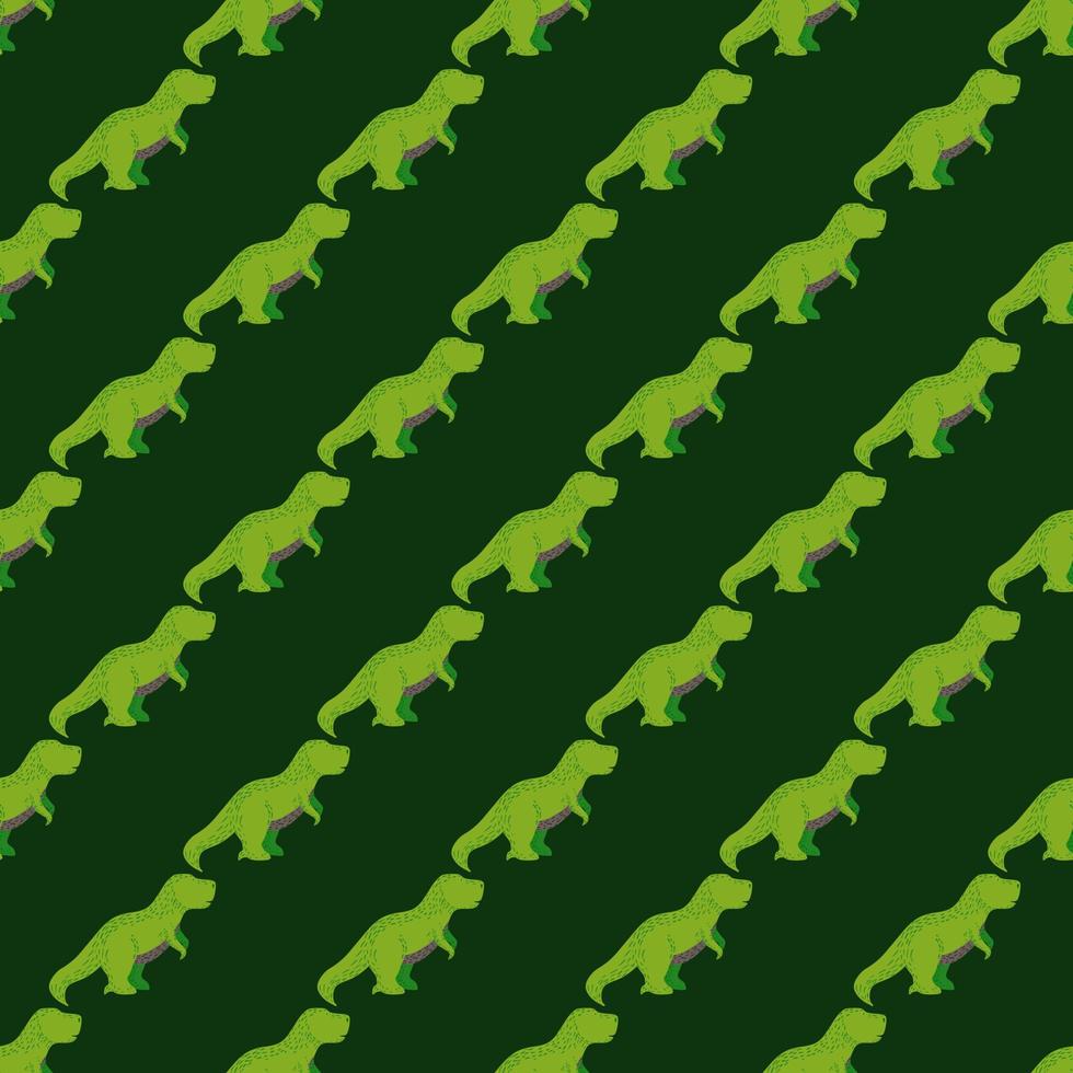 Seamless pattern cute T-Rex dino. Background of funny dinosaurs in doodle style. vector