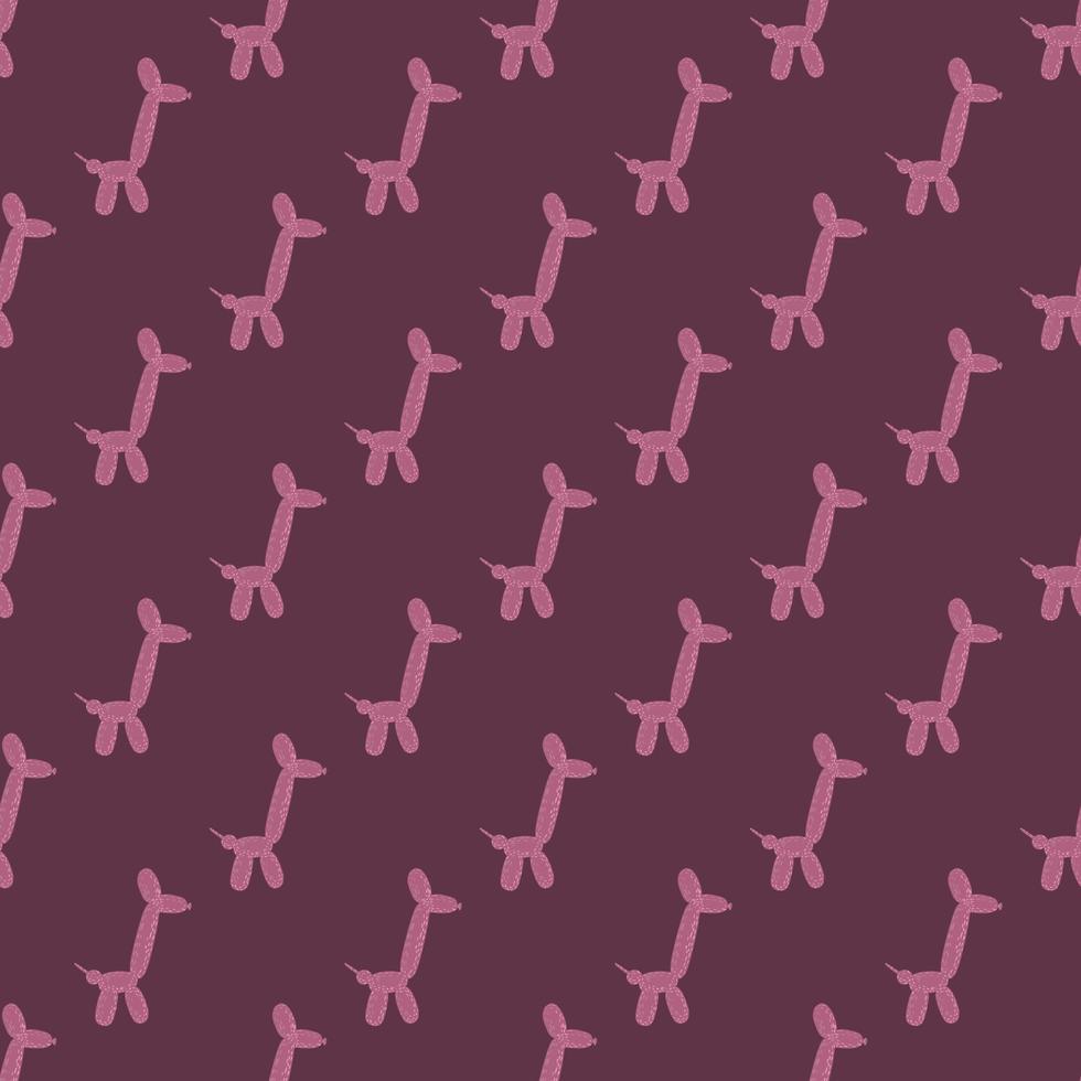 Seamless pattern balloon dogs. Background of circus bubble animal in doodle style. vector