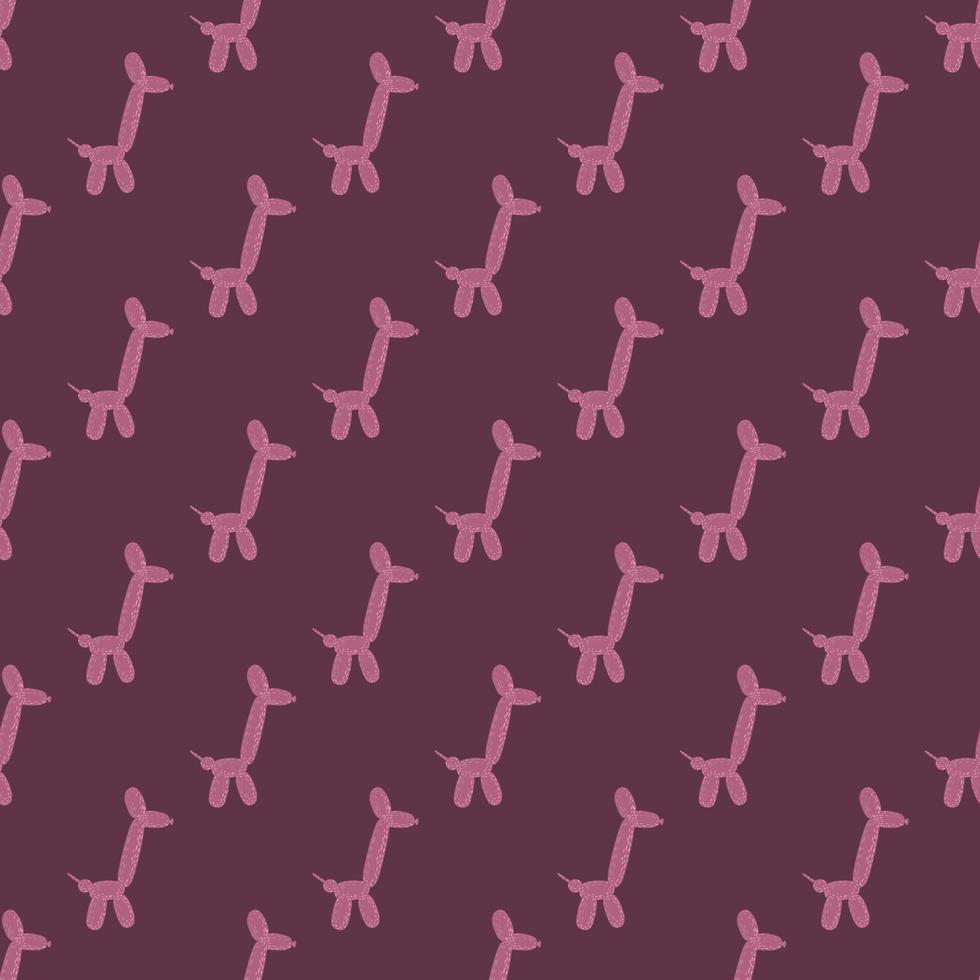 Seamless pattern balloon dogs. Background of circus bubble animal in doodle style. vector