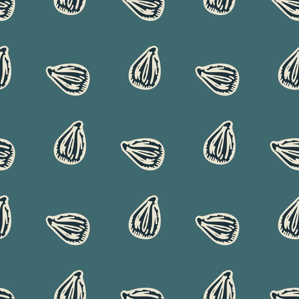 Seamless pattern engraved seeds. Vintage background plants kernels in hand drawn style. Botanical sketch. vector
