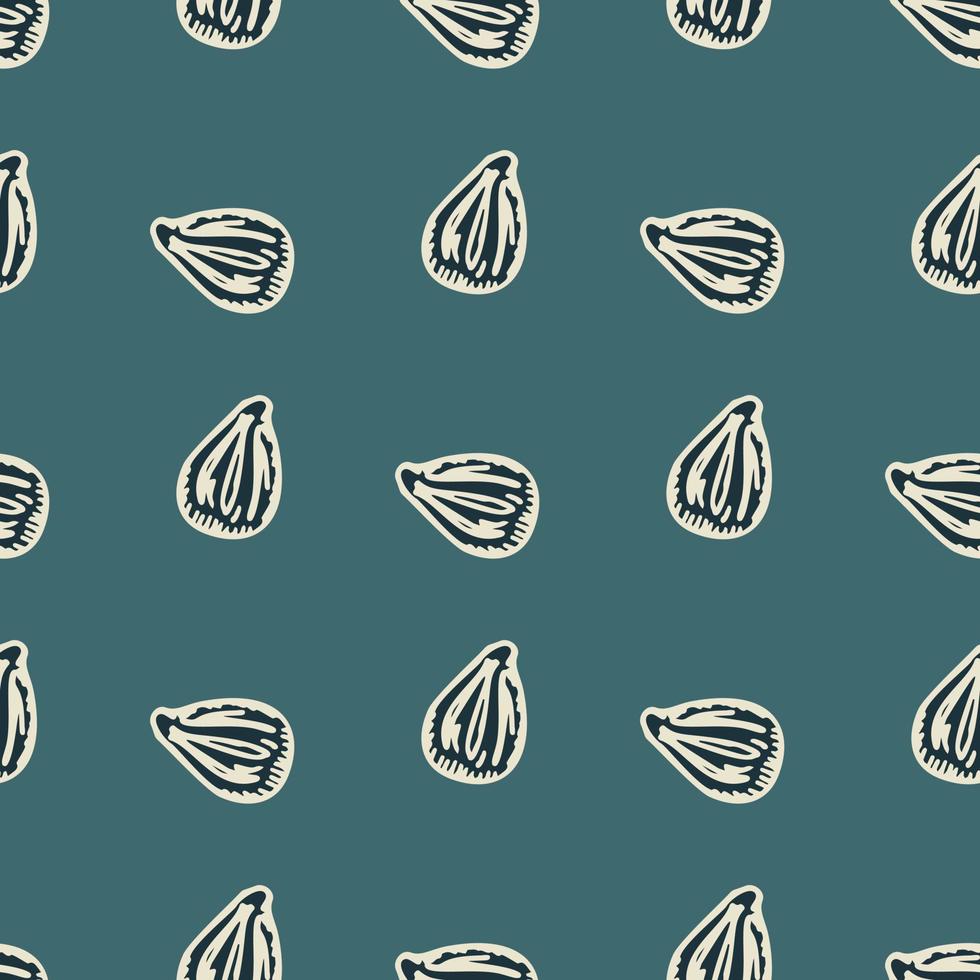 Seamless pattern engraved seeds. Vintage background plants kernels in hand drawn style. Botanical sketch. vector