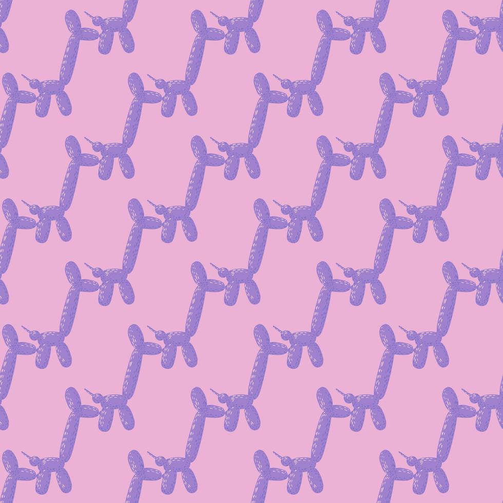 Seamless pattern balloon dogs. Background of circus bubble animal in doodle style. vector