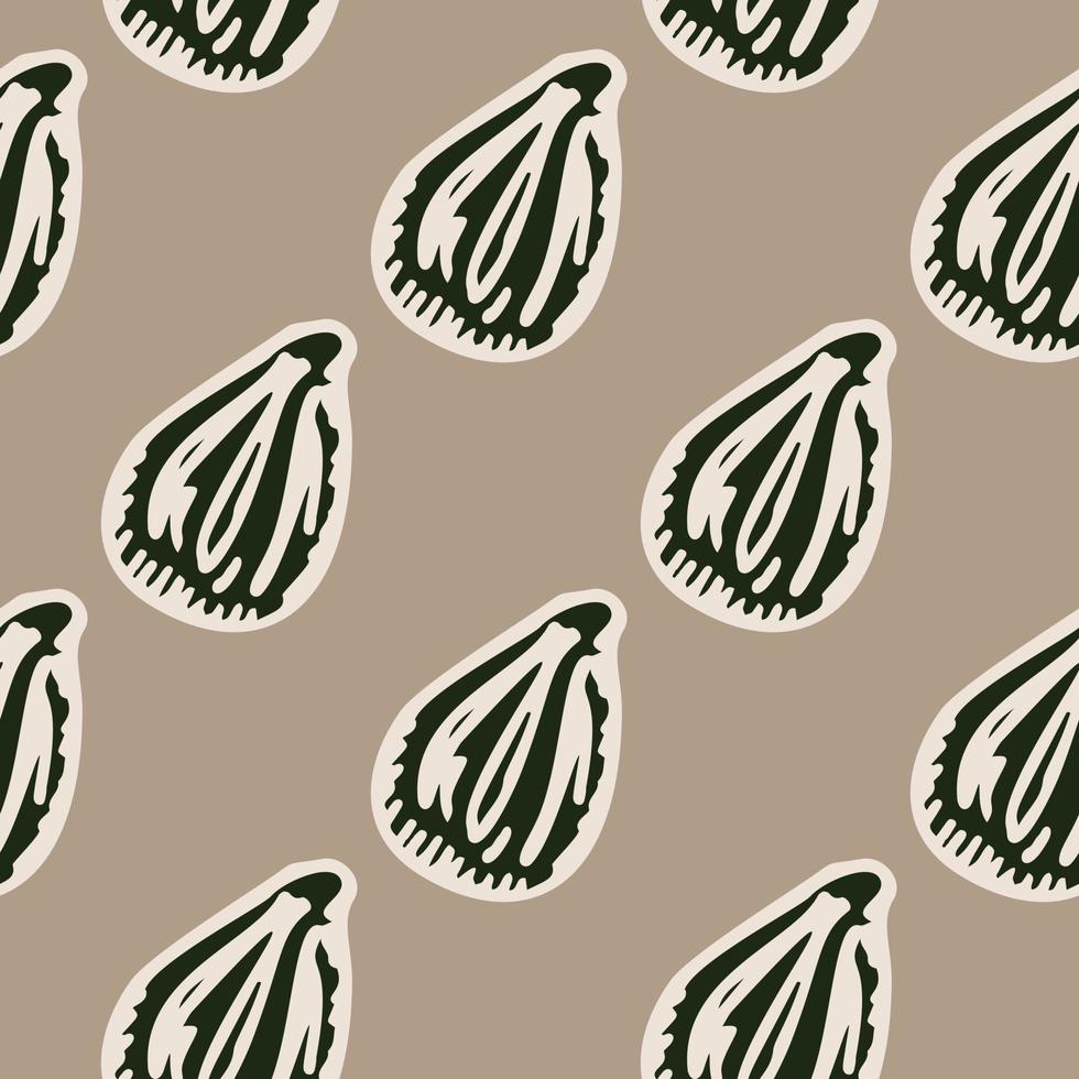 Seamless pattern engraved seeds. Vintage background plants kernels in hand drawn style. Botanical sketch. vector