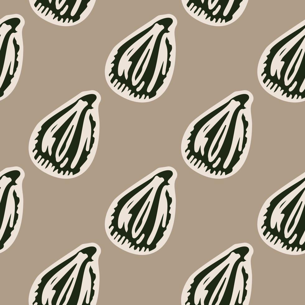 Seamless pattern engraved seeds. Vintage background plants kernels in hand drawn style. Botanical sketch. vector