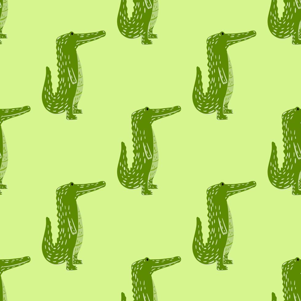 Cute crocodile seamless pattern. Background with funny alligator in doodle style for fabric. vector