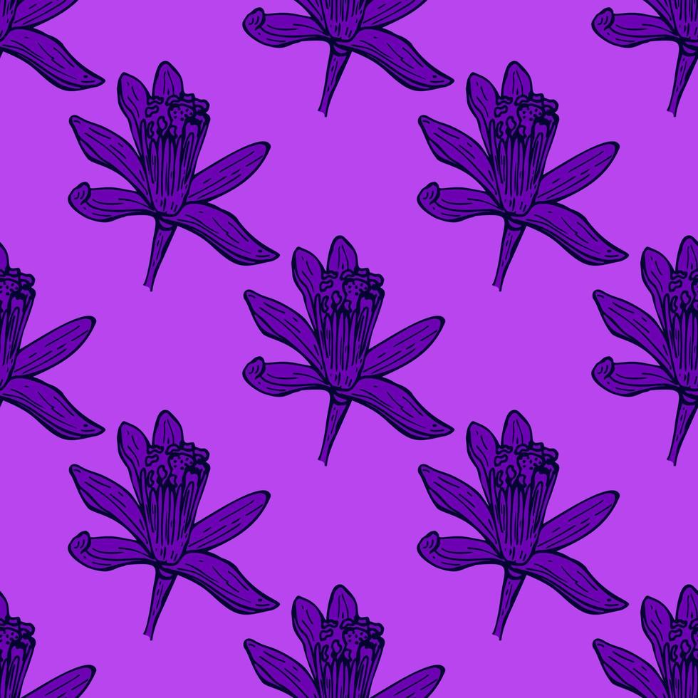 flores de patrones sin fisuras grabadas. fondo vintage de jardín floral en estilo dibujado a mano. vector