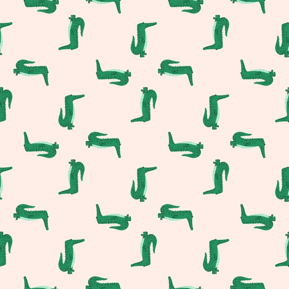 Cute crocodile seamless pattern. Background with funny alligator in doodle style for fabric. vector