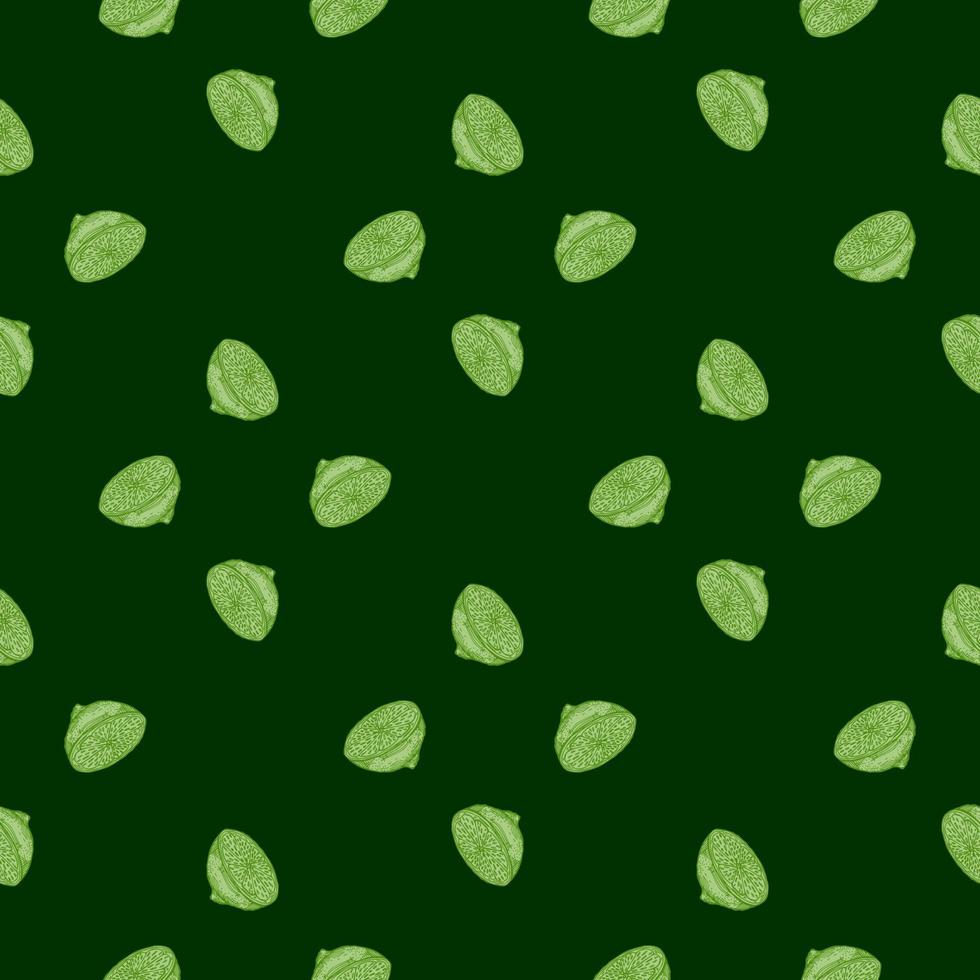 Seamless pattern lemon half engraving. Vintage background of citrus fruits in hand drawn style. vector