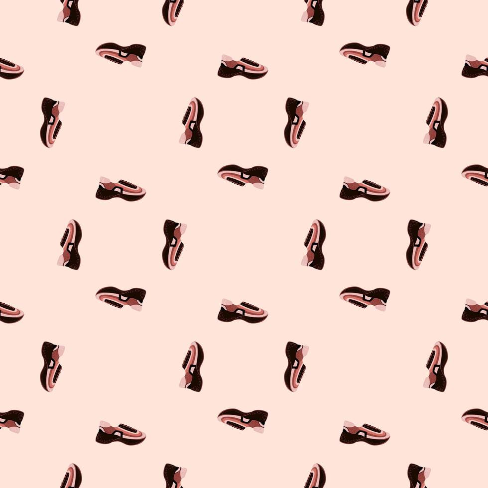 Seamless pattern with modern sneakers. Background with shoes for active lifestyle in doodle style. vector