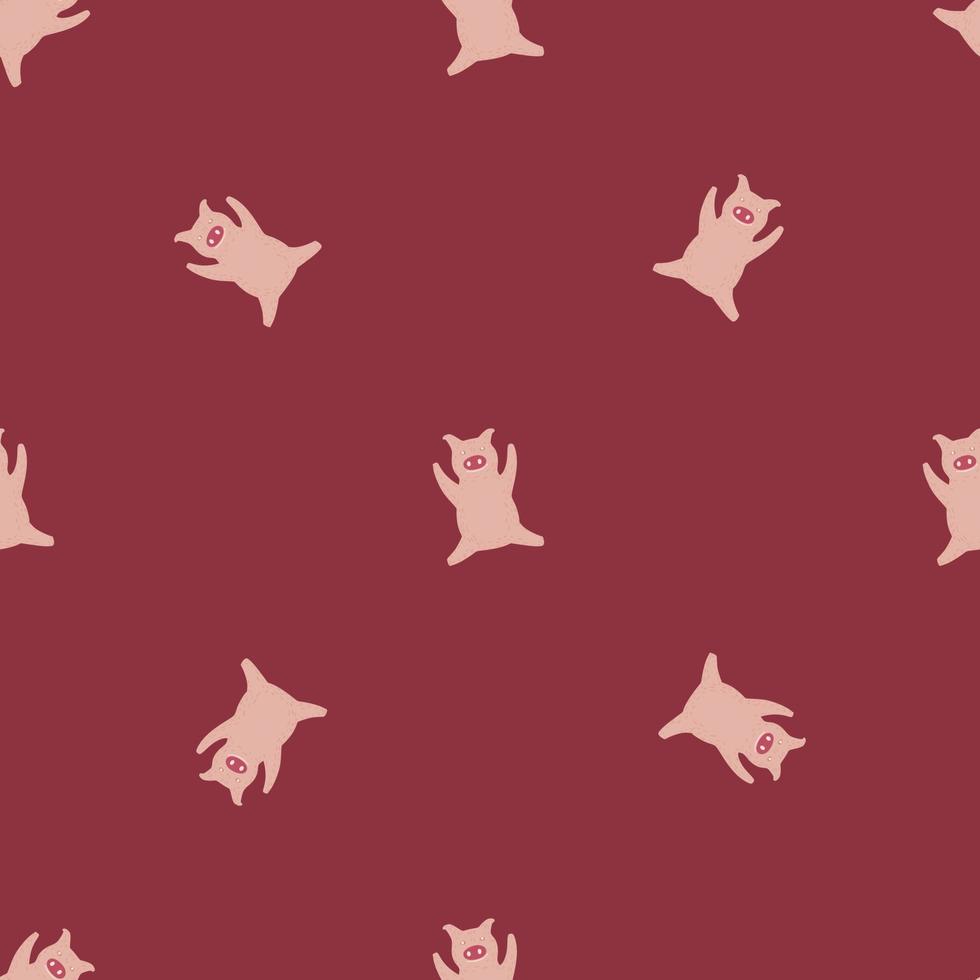 Seamless pattern cute pigs. Background of chubby piggy in doodle style. vector