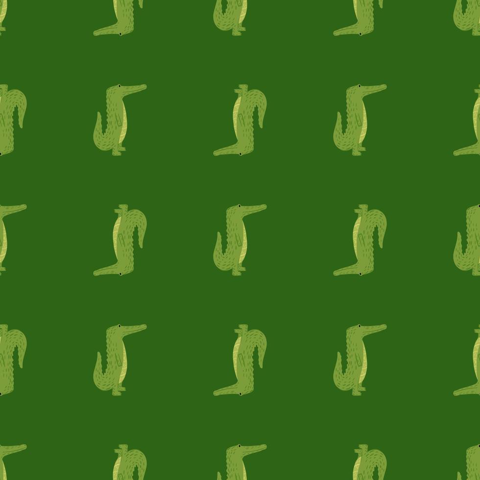 Cute crocodile seamless pattern. Background with funny alligator in doodle style for fabric. vector