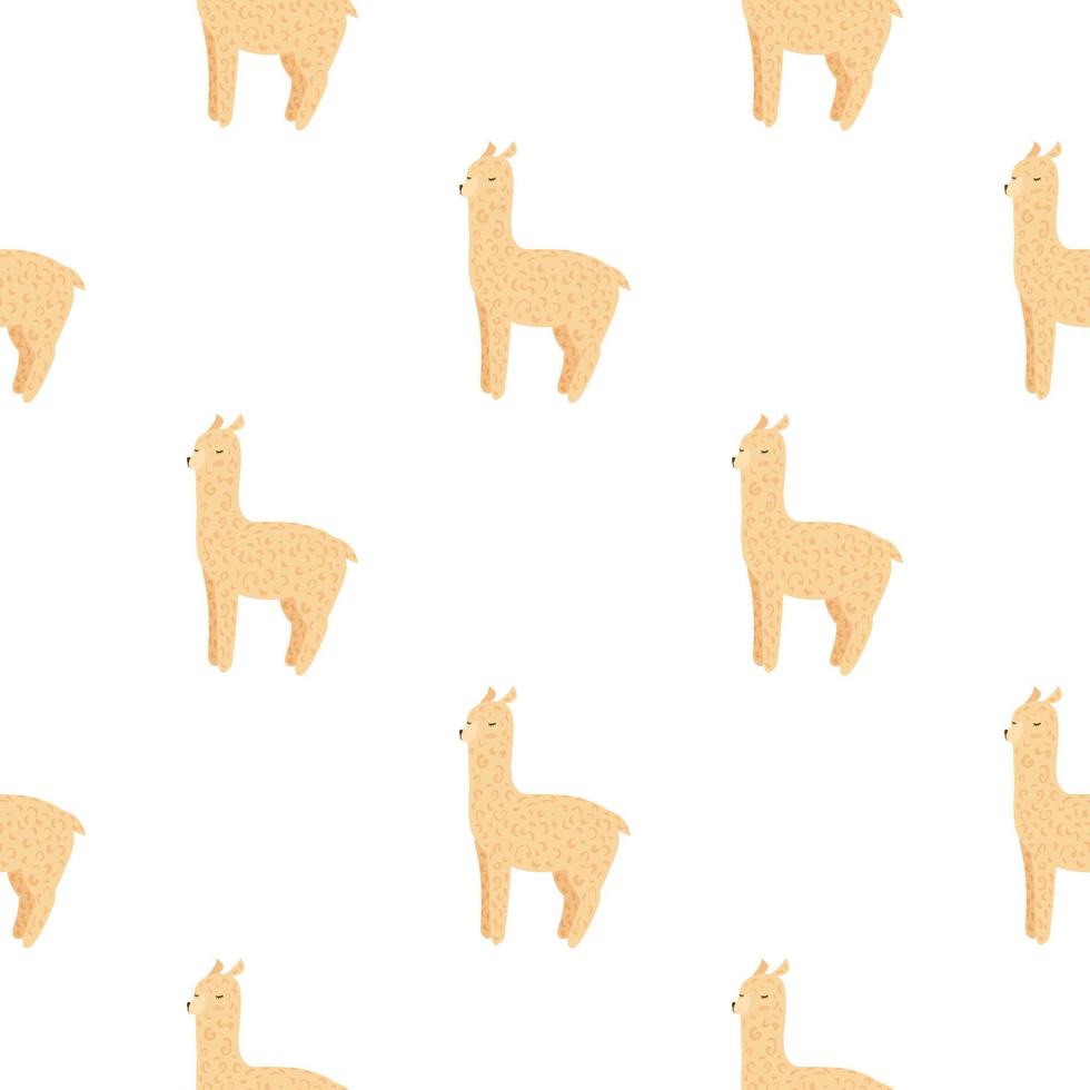 alegre patrón sin costuras de alpaca. fondo con llama divertida en estilo garabato para tela. vector