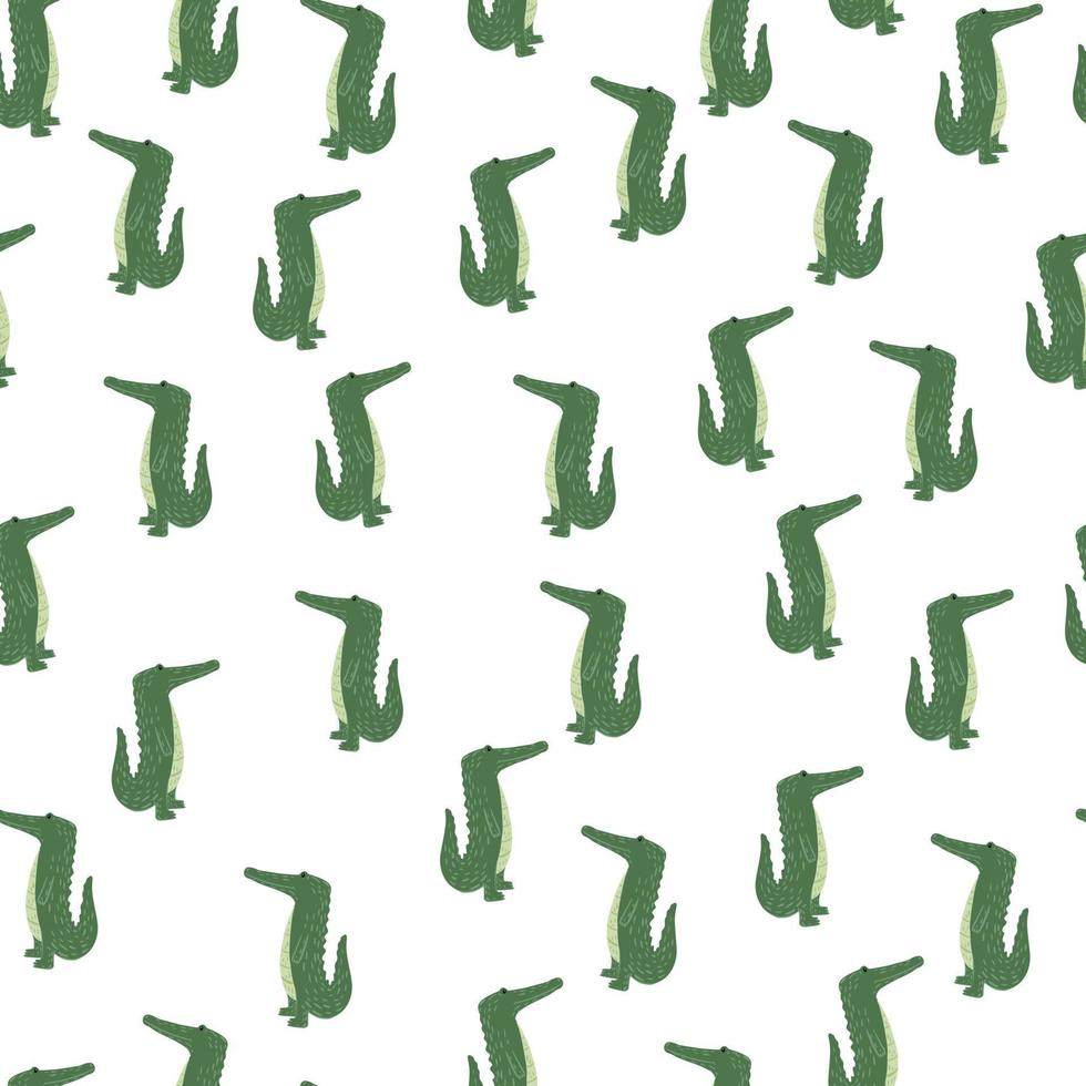 Cute crocodile seamless pattern. Background with funny alligator in doodle style for fabric. vector