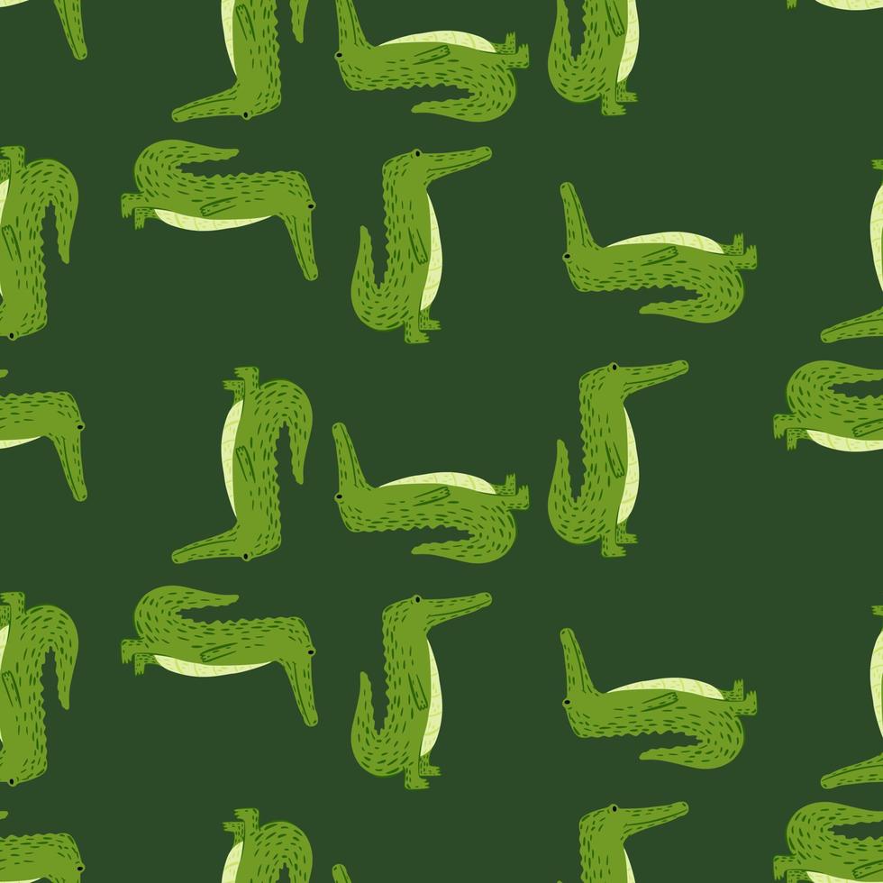 Cute crocodile seamless pattern. Background with funny alligator in doodle style for fabric. vector