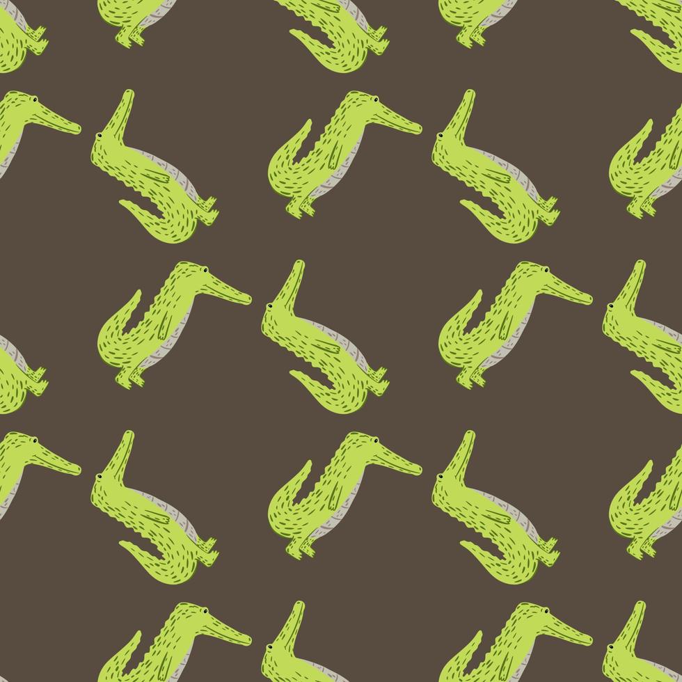 Cute crocodile seamless pattern. Background with funny alligator in doodle style for fabric. vector