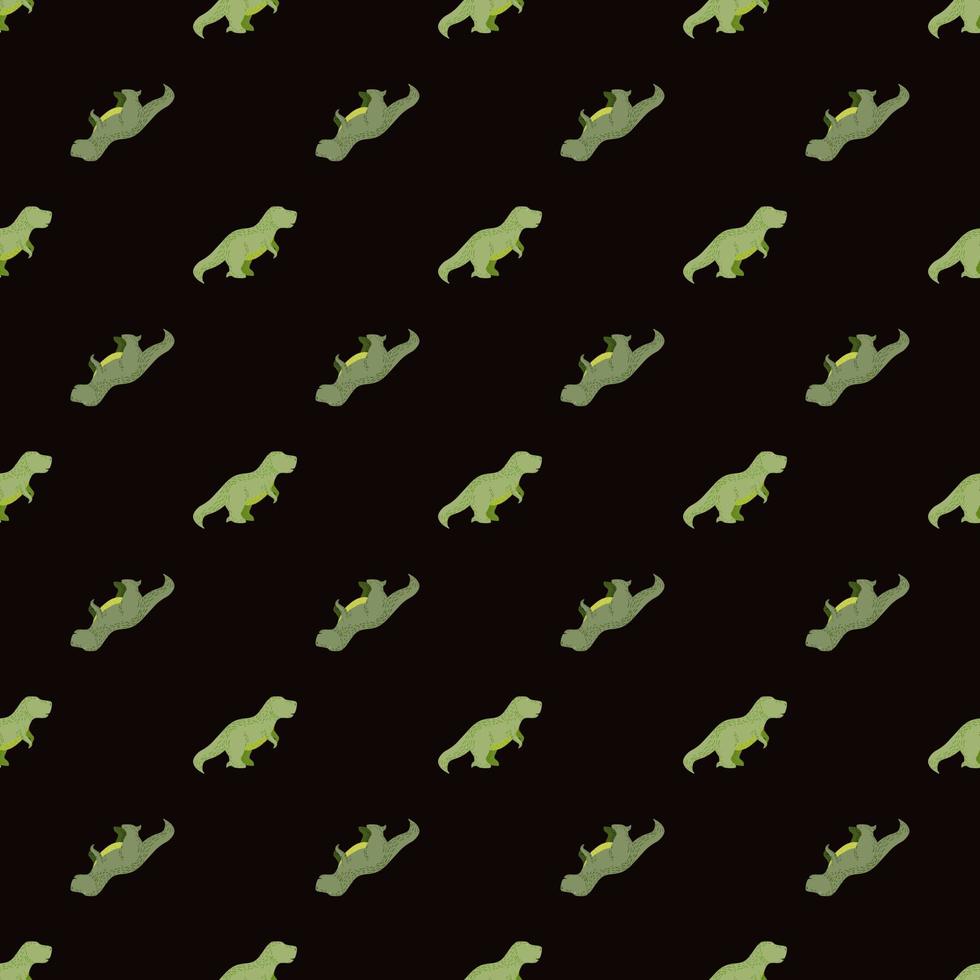 Seamless pattern cute T-Rex dino. Background of funny dinosaurs in doodle style. vector
