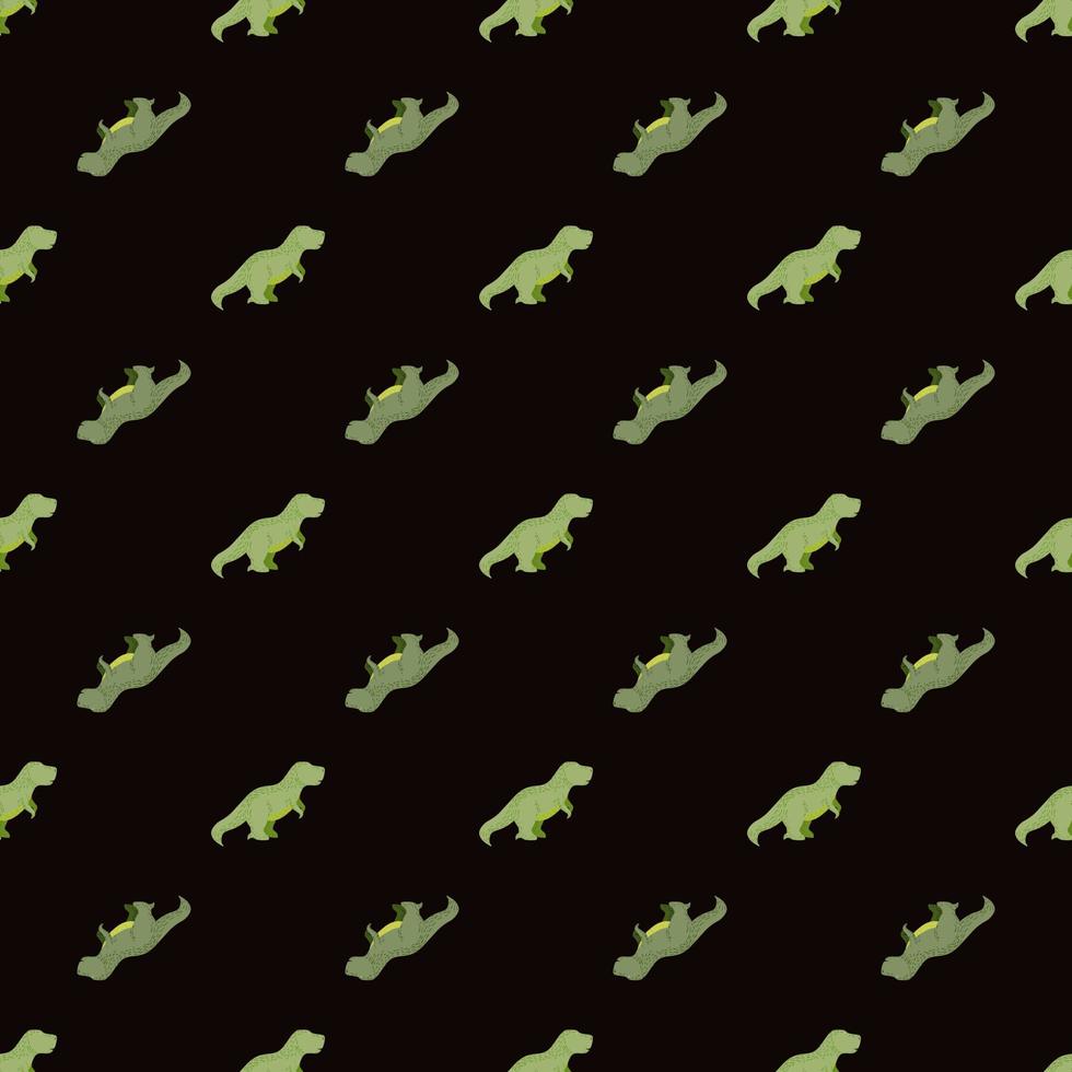 Seamless pattern cute T-Rex dino. Background of funny dinosaurs in doodle style. vector