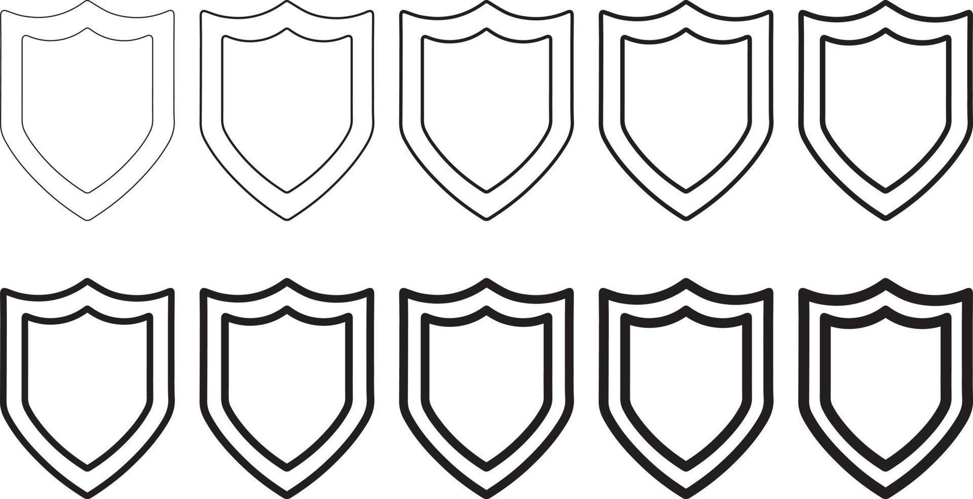 Collection of security shield icons. safety and protection vector