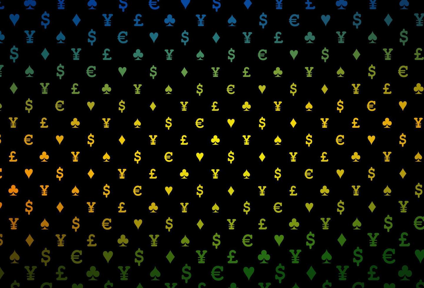 plantilla de vector de color amarillo oscuro, naranja con símbolos de póquer.