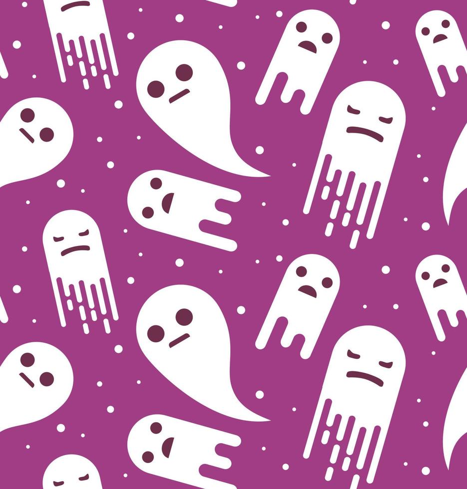 Seamless pattern for halloween with ghosts.Ornament for fabric poltergeists, paper, festive background for the site.Vector flat style. vector