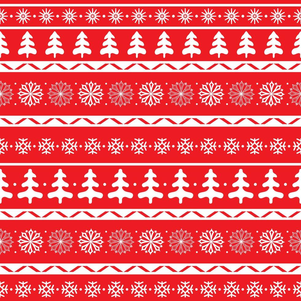Winter seamless pattern with Christmas trees and snowflakes. Holiday print for fabric and paper. Flat illustration in Scandinavian style. vector