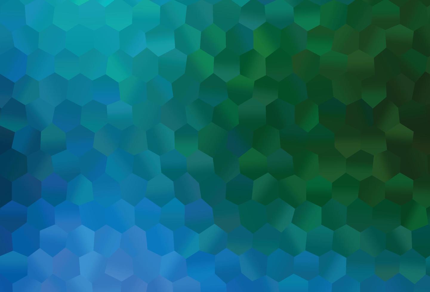 Telón de fondo de vector azul oscuro, verde con hexágonos.