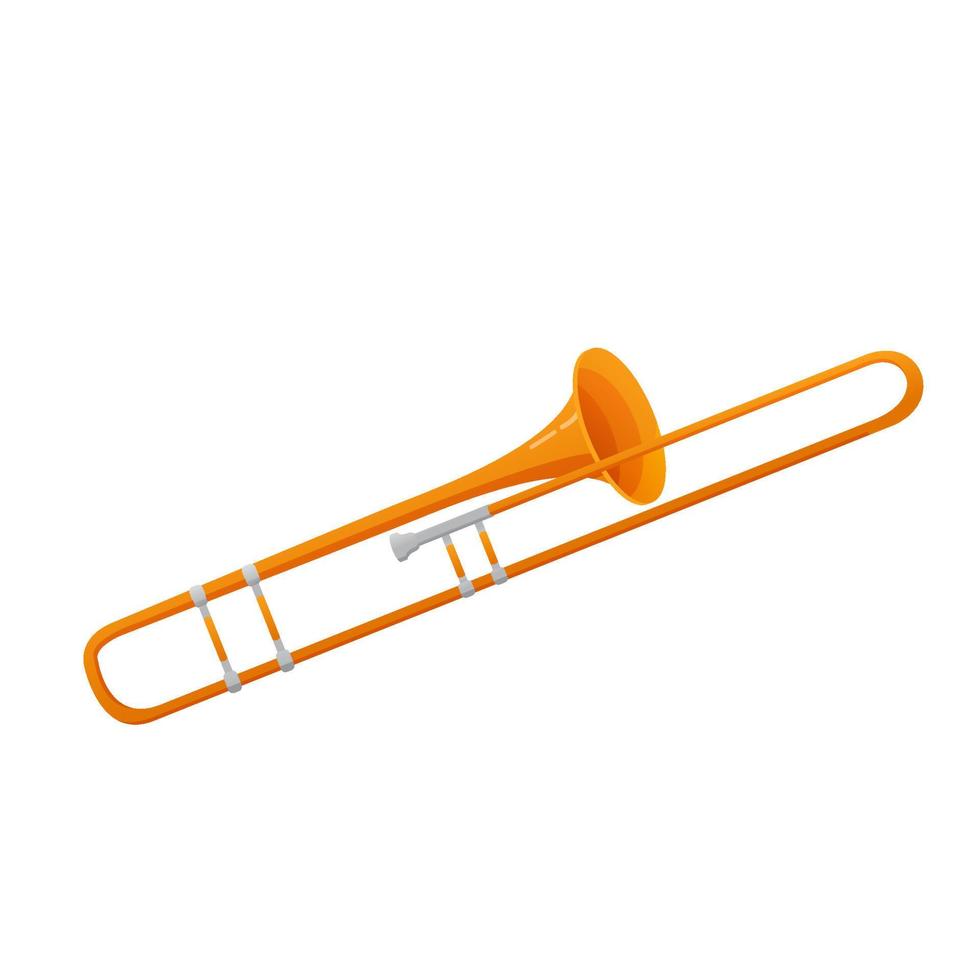 Musical instrument trombone .Vector flat illustration.Isolated on a white background.Concept icons for clubs and conservatories. vector
