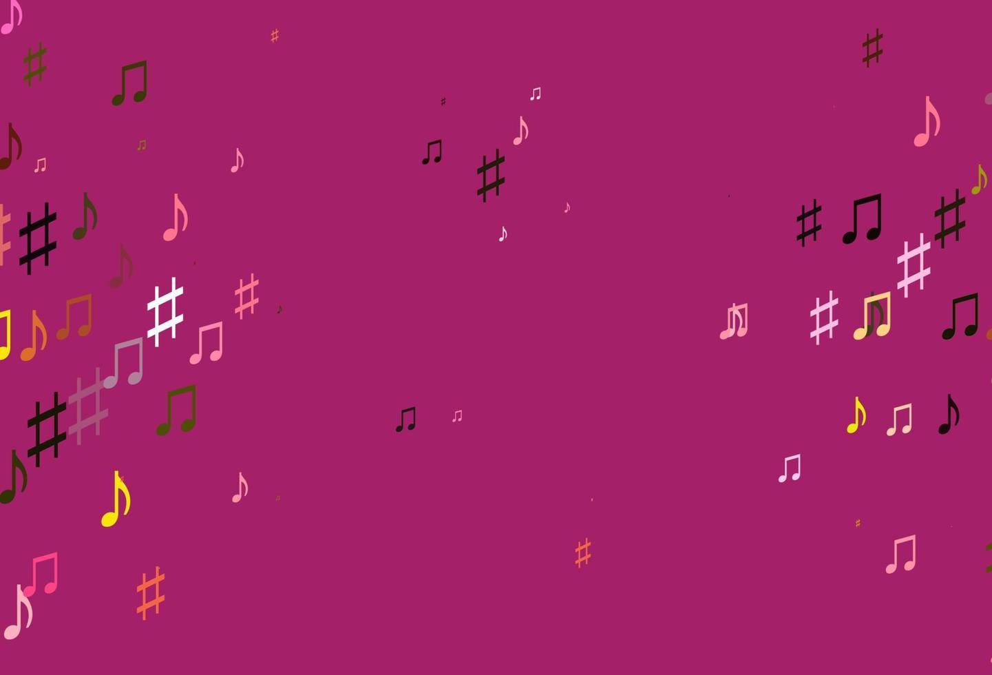 Light Red, Yellow vector pattern with music elements.