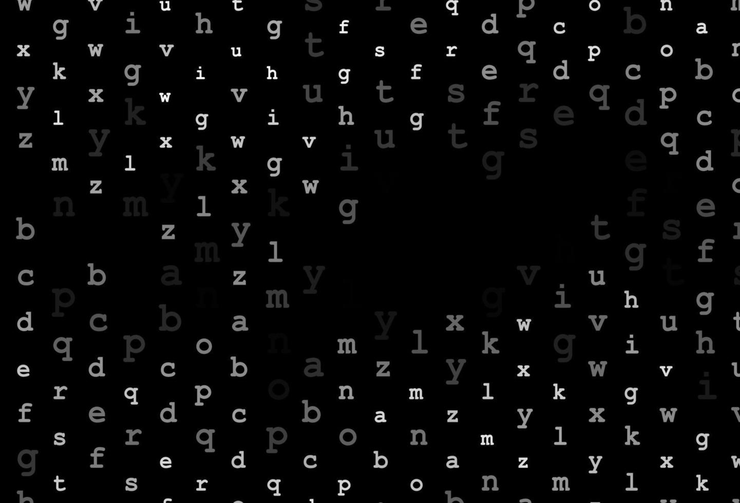 plata oscura, fondo vectorial gris con signos del alfabeto. vector