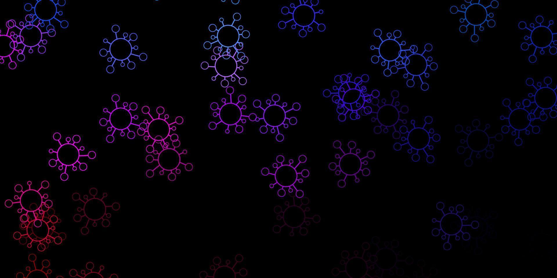 Dark blue, red vector texture with disease symbols.