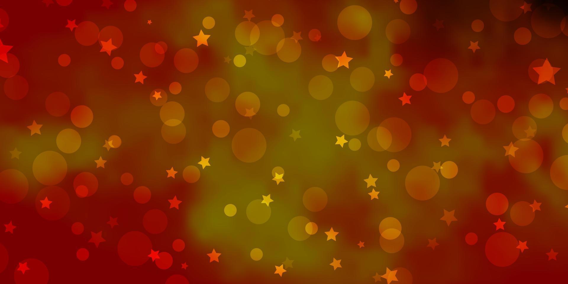 Dark Orange vector pattern with circles, stars.