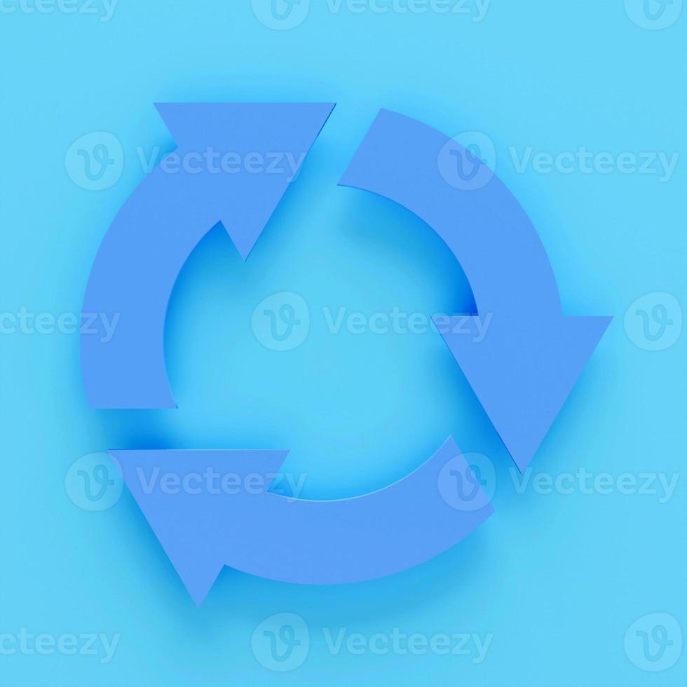 Recycle arrow 3d render.3d Arrows in circle with shadow isolated on colour background photo