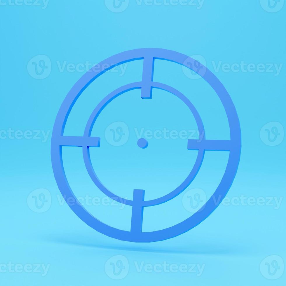 3d target icon redner, isolated on blue colour backgorund. Succes concept photo