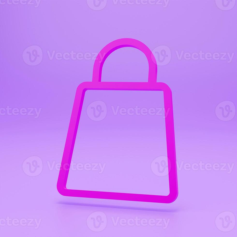 A small colour bag for storing things with a rope tied on a colour background. 3D render of a bag icon photo