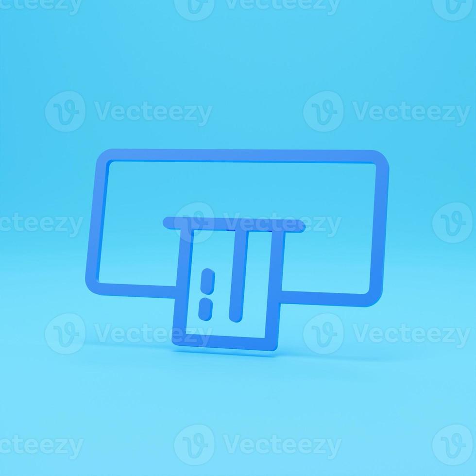 Atm machine isolated on colour background. 3D render of ATM flat icon photo
