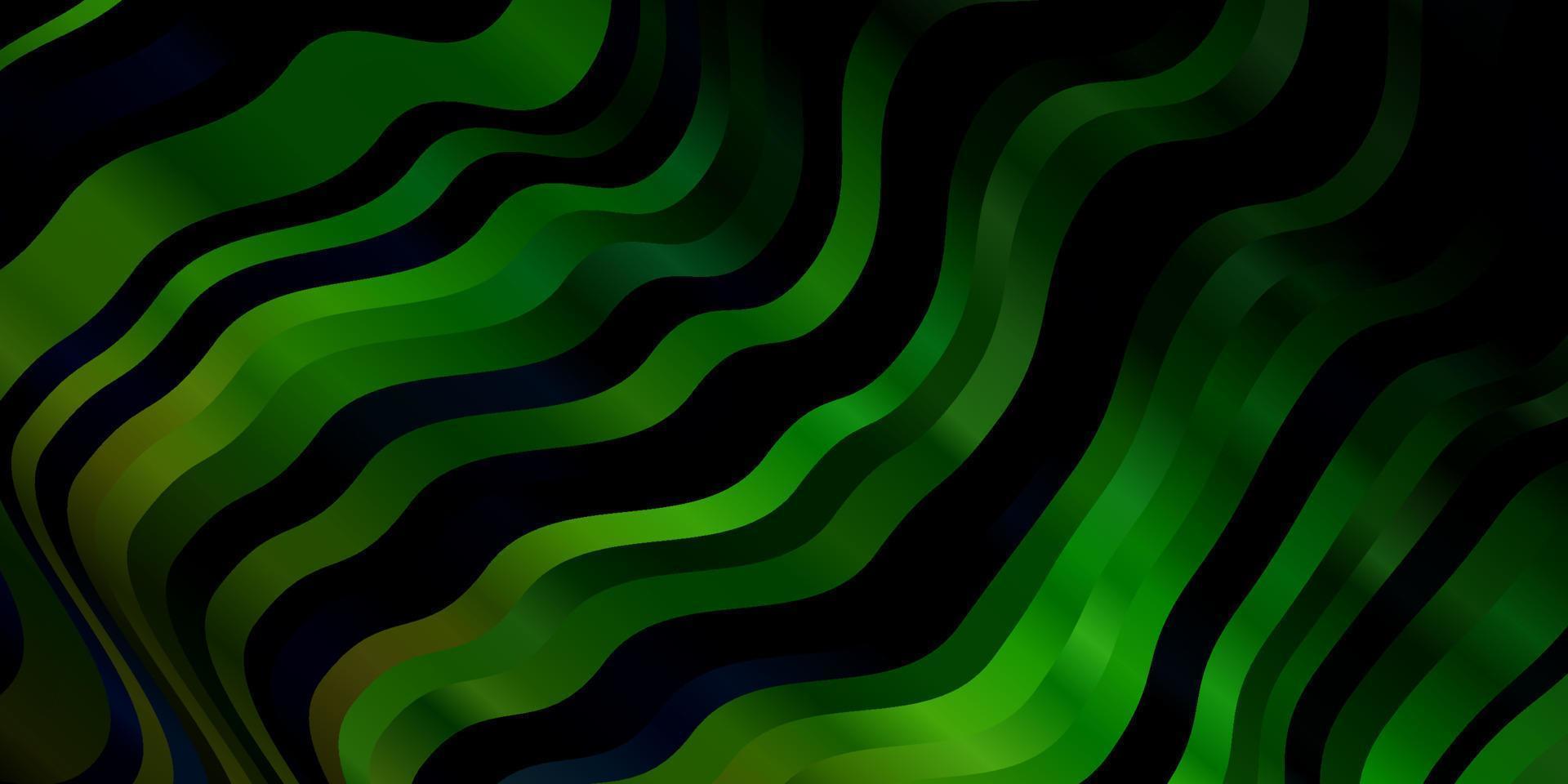 Dark Multicolor vector pattern with curved lines.