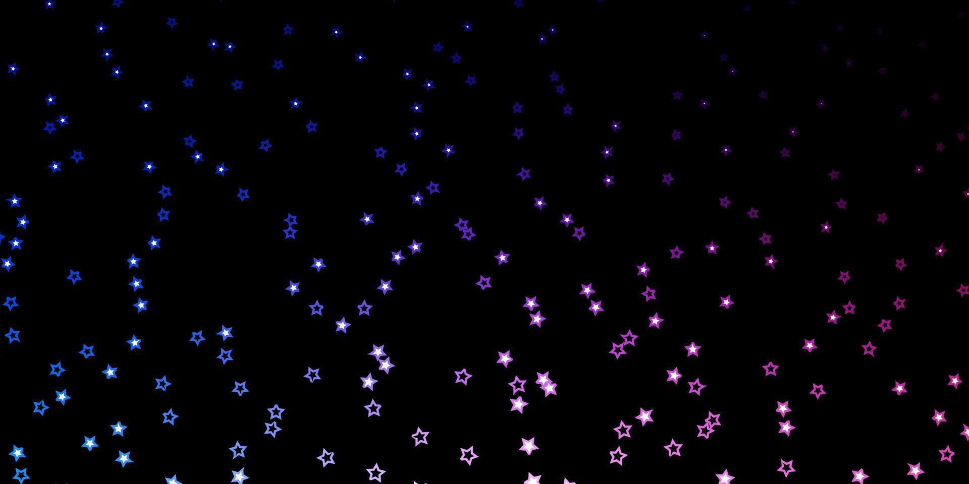 Fondo de vector de color rosa oscuro, azul con estrellas pequeñas y grandes.